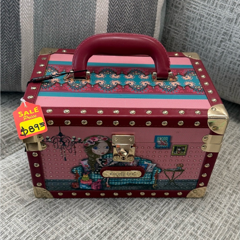 Nicole Lee Burgundy and Pink Decorative Box